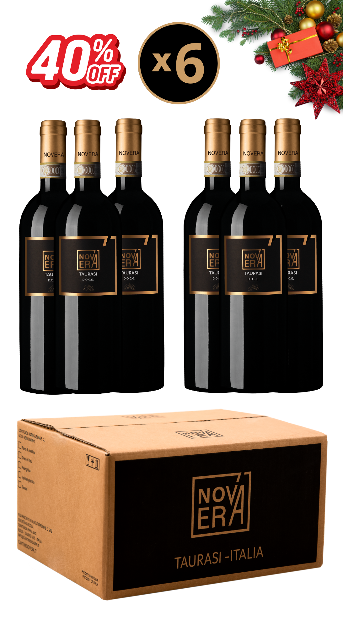 taurasi docg "selezione novera" box 6 bottiglie offerta esclusiva!