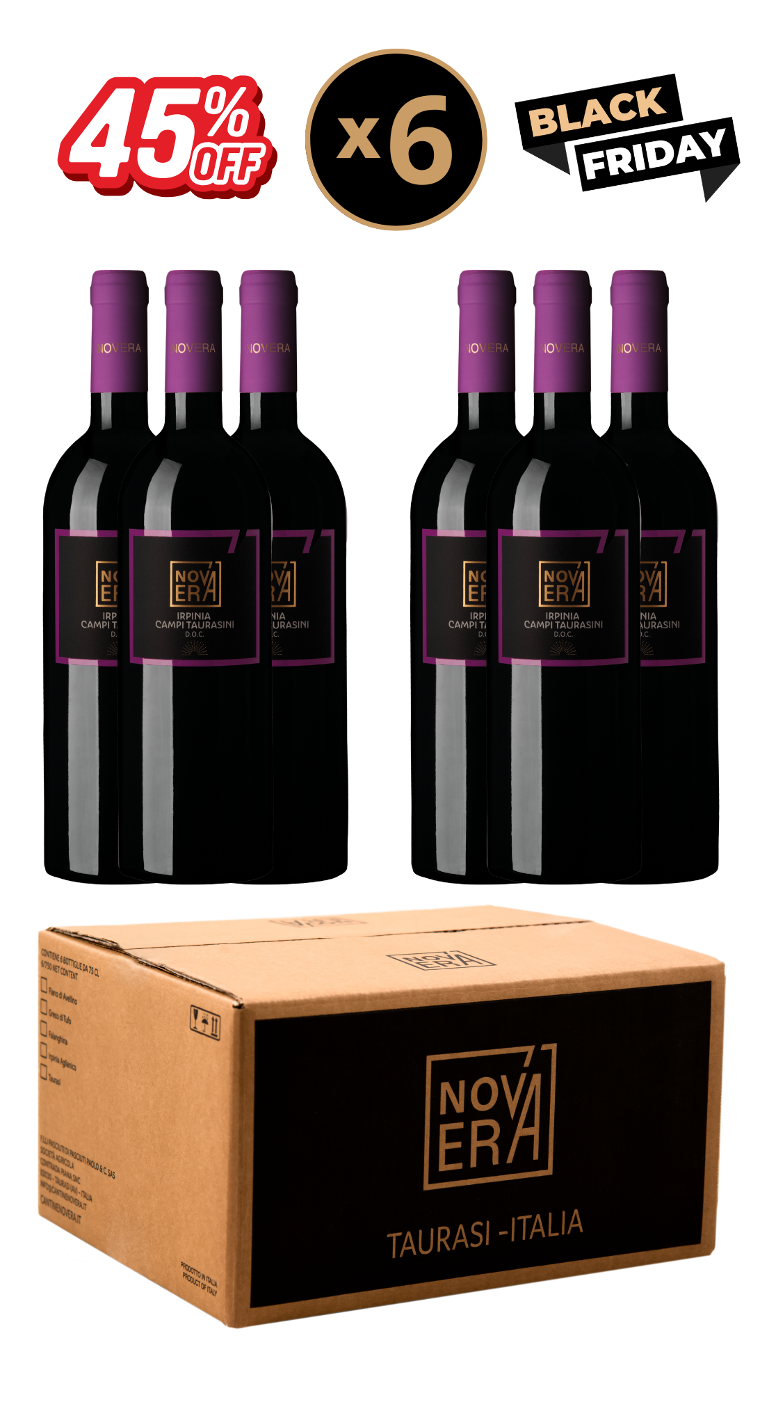 irpinia campi taurasini doc box 6 bottiglie