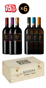 cofanetto degustazione novera – 6 bottiglie a tua scelta, idea regalo in cassetta di legno