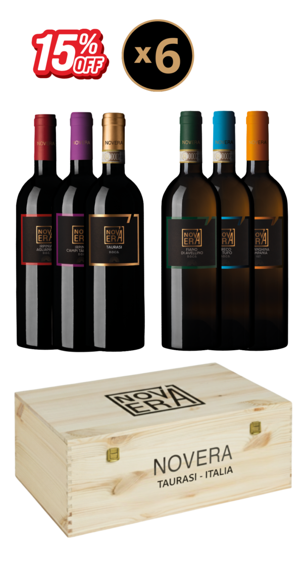 cofanetto degustazione novera – 6 bottiglie a tua scelta, idea regalo in cassetta di legno