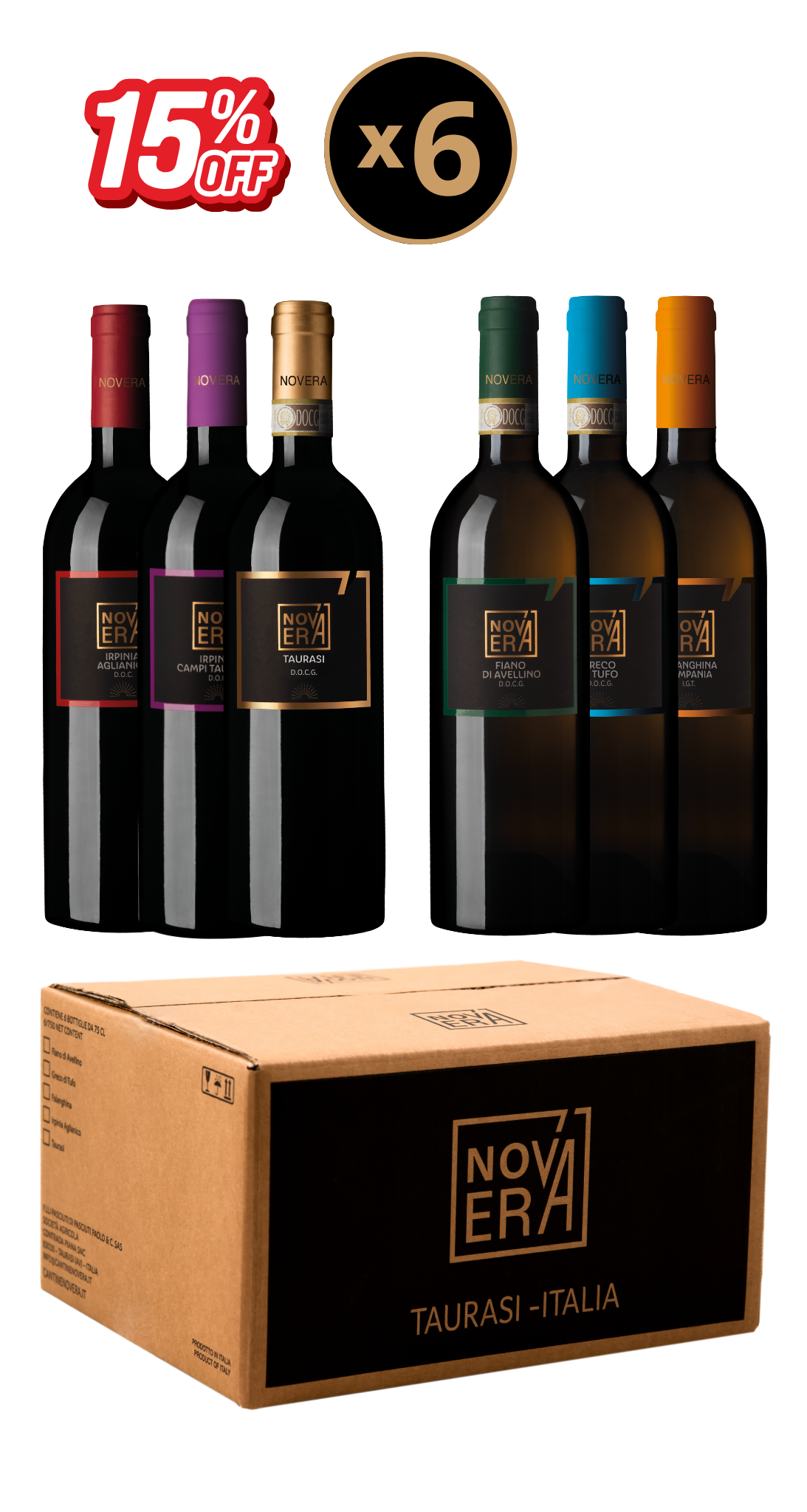 box degustazione novera personalizzata 6 bottiglie a tua scelta