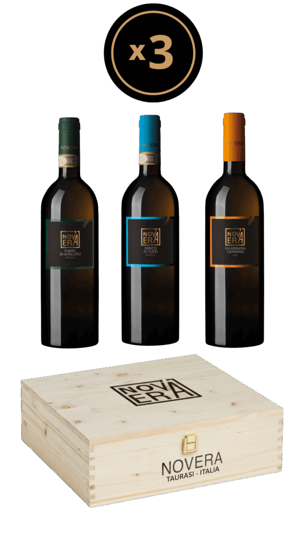 cofanetto degustazione novera โ tre bianchi, idea regalo in cassetta di legno