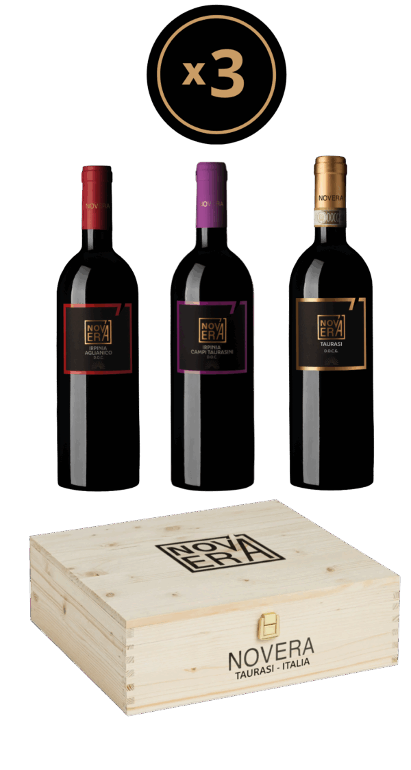 cofanetto degustazione novera – tre rossi, idea regalo in cassetta di legno