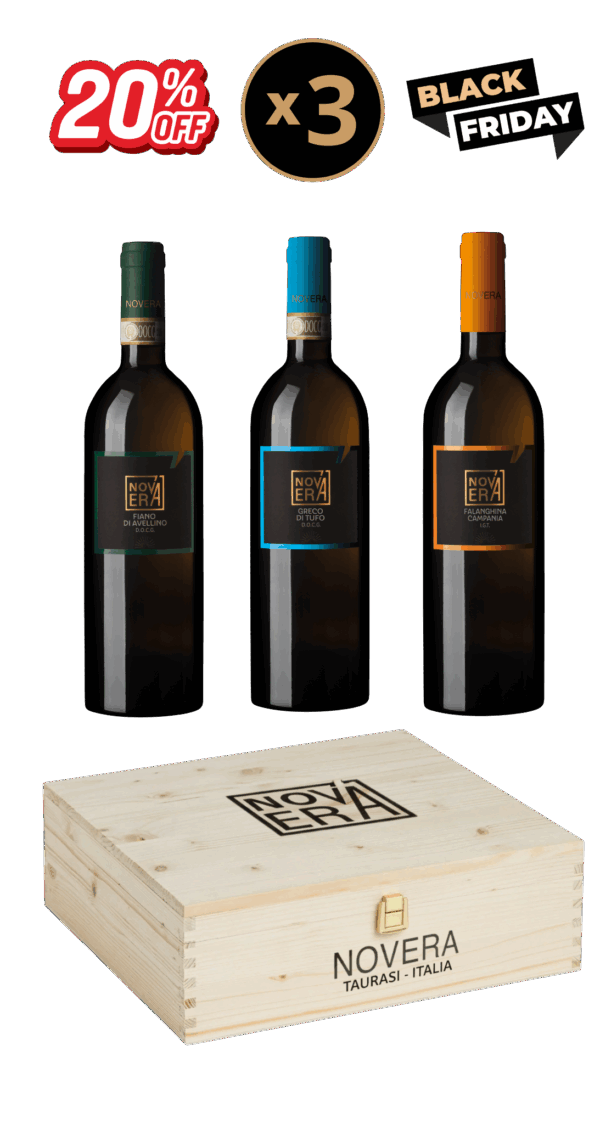 cofanetto degustazione novera – tre bianchi, idea regalo in cassetta di legno