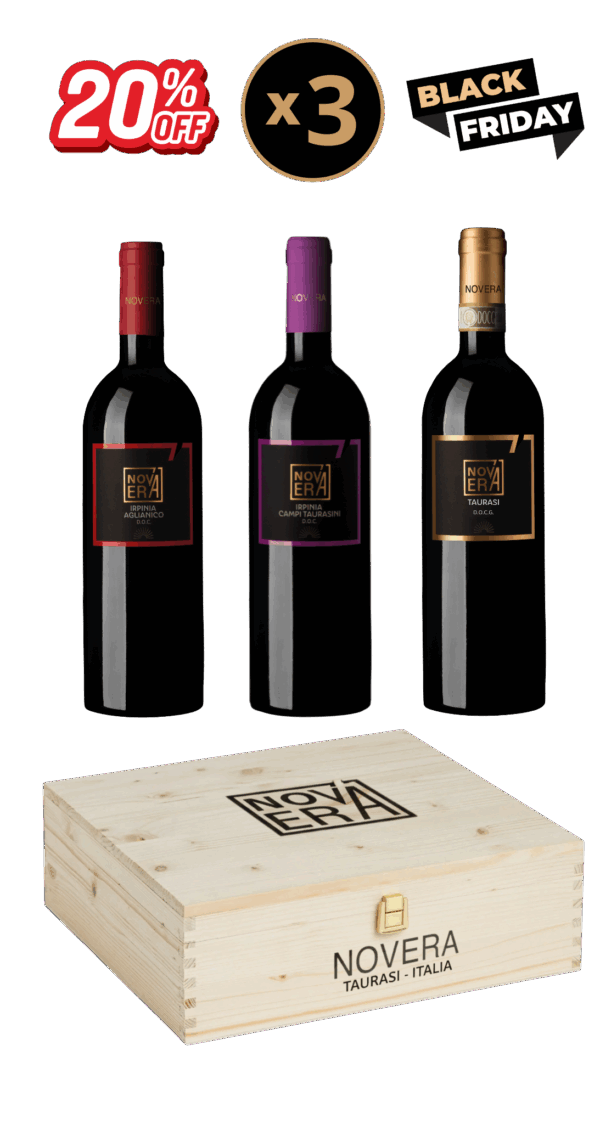 cofanetto degustazione novera – tre rossi, idea regalo in cassetta di legno